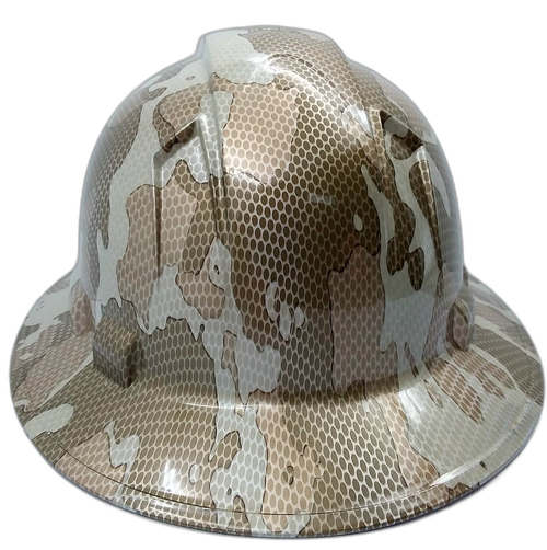 Desert Storm Digital Extreme Camo Custom Hydro Dipped Full Brim Hard Hat - Back View
