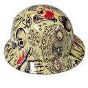 Alchemy Occult Wiccan Pentagram Custom Hydro Dipped Full Brim Hard Hat - Back View