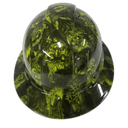 Hi Vis Green Melting Zombies Custom Hydro Dipped Full Brim Hard Hat - Back View