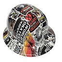 Carpenter Sticker Bomb Man Glitter Custom Hydro Dipped Full Brim Hard Hat - Back View