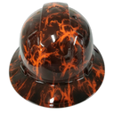 Black And Hi Vis Orange Skulls Custom Hydro Dipped Full Brim Hard Hat - Back View