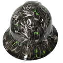 Green Eyed Creeper Skull Evil Custom Hydro Dipped Full Brim Hard Hat - Back View