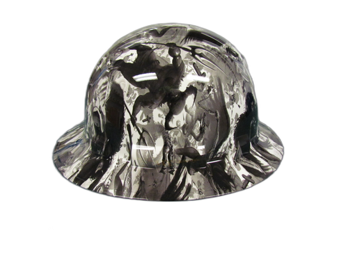 Revelations Dark Art Custom Hydro Dipped Full Brim Hard Hat - Back View