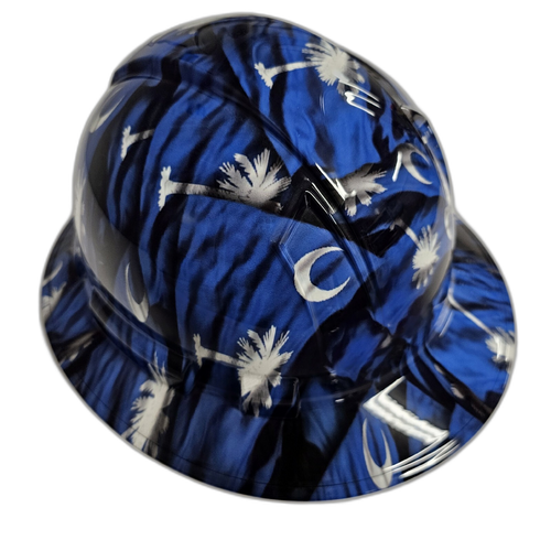 South Carolina State Flag Custom Hydro Dipped Full Brim Hard Hat - Back View