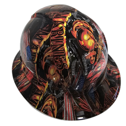 Marines Semper Fi Custom Hydro Dipped Full Brim Hard Hat - Back View