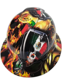 Mexican Pride Orgullo Mexicano Custom Hydro Dipped Full Brim Hard Hat - Back View