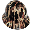 Cowboy Camo Cow Hide Realistic Custom Hydro Dipped Full Brim Hard Hat - Back View