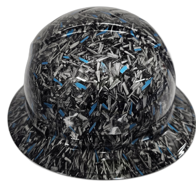 Teal Blue Forged Carbon hard hat back view