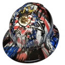 American Military Salute Who Serve Custom Hydro Dipped Full Brim Hard Hat - Back View