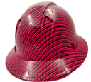 Wicked Hot Pink Carbon Fiber Custom Hydro Dipped Full Brim Hard Hat - Back View