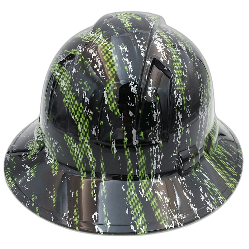 Green Carbon Fiber Urban Camo hard hat back view