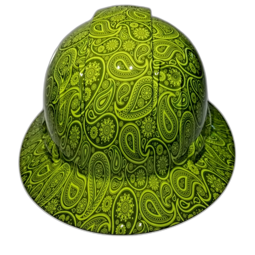 Green Apple Brad Paisleys Custom Hydro Dipped Full Brim Hard Hat - Back View