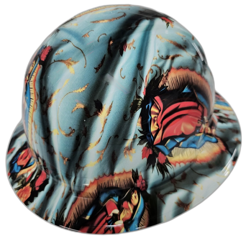 Virgen de Guadalupe Full Color hard hat back view