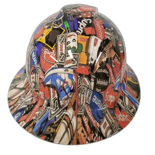 Sticker Bomb Custom Hydro Dipped Full Brim Hard Hat - Back View
