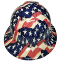 American Old Glory Flag Banner USA Custom Hydro Dipped Full Brim Hard Hat - Back View