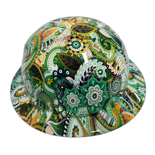Hippie Chick Custom Hydro Dipped Full Brim Hard Hat - Back View