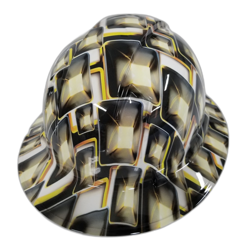 Hollywood Superstar Flash Cubes Custom Hydro Dipped Full Brim Hard Hat - Back View
