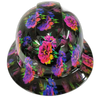 Neon Flowers Great Color Custom Hydro Dipped Full Brim Hard Hat - Right Side View