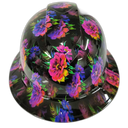 Neon Flowers Great Color Custom Hydro Dipped Full Brim Hard Hat - Right Side View