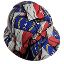 North Carolina State Flag Custom Hydro Dipped Full Brim Hard Hat - Back View