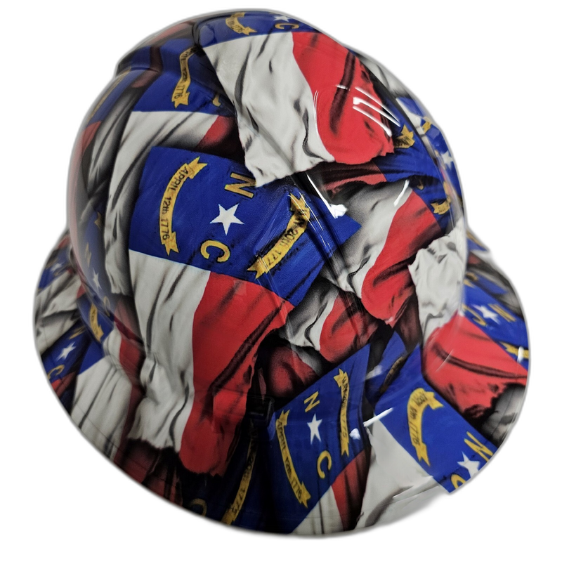 North Carolina State Flag hard hat back view