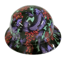 Japanese Koi Fish Tattoo Art Custom Hydro Dipped Full Brim Hard Hat - Back View