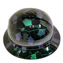 Color Shift Hex Camo Black Custom Hydro Dipped Full Brim Hard Hat - Back View
