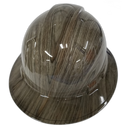 Damascus Woodgrain Pattern Custom Hydro Dipped Full Brim Hard Hat - Back View