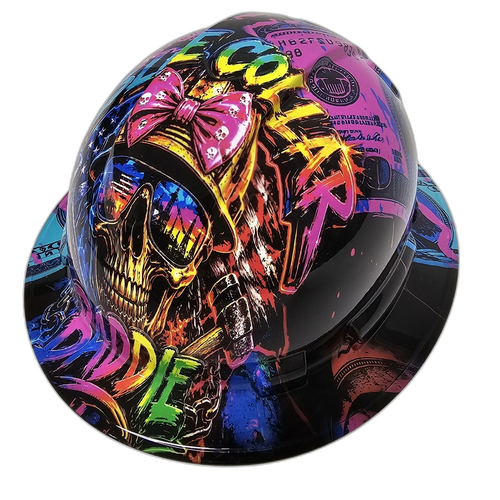 Blue Collar Baddie Women's custom hydro dipped hard hat - back