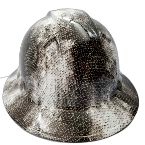 Reptilian 3D Infected Camo Custom Hydro Dipped Full Brim Hard Hat - Back View
