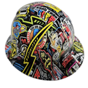 Electrician Extreme Sticker Bomb Custom Hydro Dipped Full Brim Hard Hat - Back View