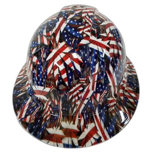 American Stoner Weed 420 Camo Custom Hydro Dipped Full Brim Hard Hat - Back View