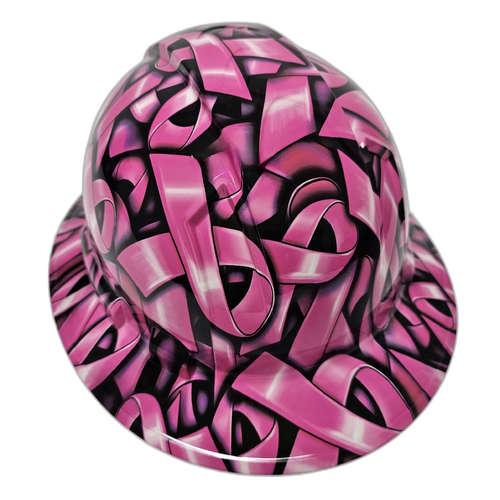 Breast Cancer Awareness In Your Face Custom Hydro Dipped Full Brim Hard Hat - Back View
