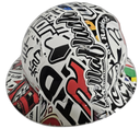 JDM Sticker Bomb Import Drift Missile Custom Hydro Dipped Full Brim Hard Hat - Back View