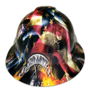 Firefighter First In Last Out Custom Hydro Dipped Full Brim Hard Hat - Back View