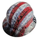 American Metal USA Flag American Custom Hydro Dipped Full Brim Hard Hat - Back View