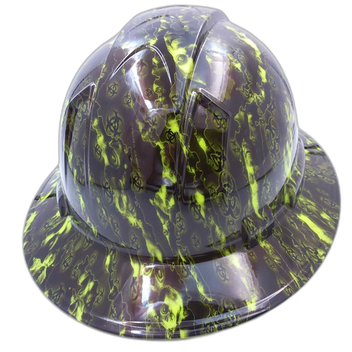 Proveil Reaper Z Camo Lime Custom Hydro Dipped Full Brim Hard Hat - Back View