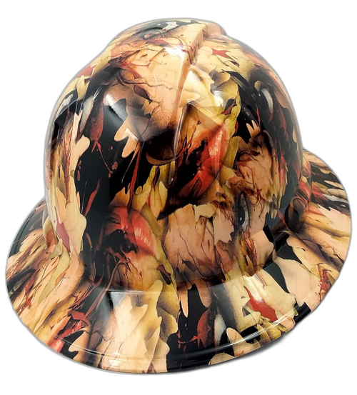 Human Reign Camo Crazy Custom Hydro Dipped Full Brim Hard Hat - Back View