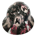 Pink Abstract Butterflies Custom Hydro Dipped Full Brim Hard Hat - Back View