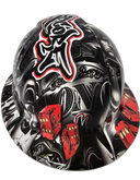 Laugh Now Cry Later Hardcore American Custom Hydro Dipped Full Brim Hard Hat - Back View