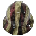 Old Glory USA Flag Grunge American Fla Custom Hydro Dipped Full Brim Hard Hat - Back View