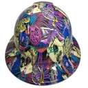 Have A Nice Trip Mushrooms Skulls Custom Hydro Dipped Full Brim Hard Hat - Back View