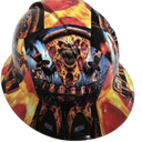 Pepperoni Pizza And The Cheesest Band Custom Hydro Dipped Full Brim Hard Hat - Back View