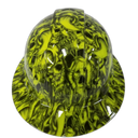 Green 2 Horned Beast Custom Hydro Dipped Full Brim Hard Hat - Back View