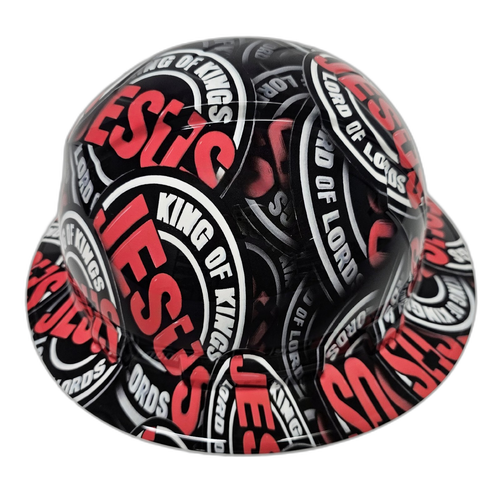 Jesus King Of Kings Lord Of Lords Custom Hydro Dipped Full Brim Hard Hat - Back View