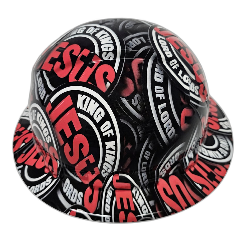 Jesus King of Kings Red & Black hard hat back view