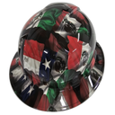 Mexican Roots Texas Pride USA Custom Hydro Dipped Full Brim Hard Hat - Back View