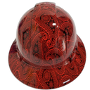 True Red Bandana Print Color Custom Hydro Dipped Full Brim Hard Hat - Back View