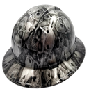 Engraved Skulls Of Death Custom Hydro Dipped Full Brim Hard Hat - Back View