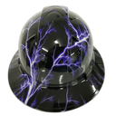 Midnight Lightning Storm Custom Hydro Dipped Full Brim Hard Hat - Back View